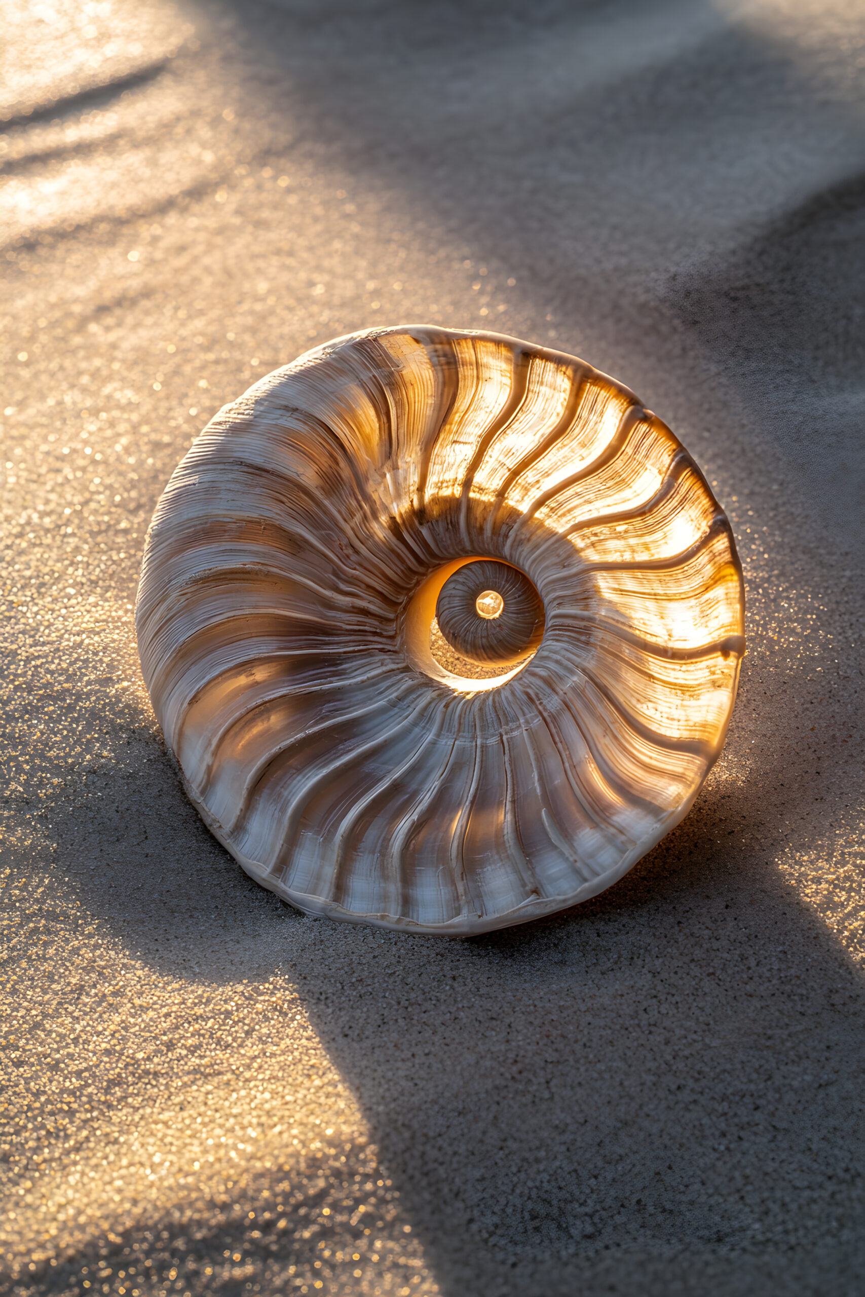 Serenity in Spirals: Nature's Art in Shell and Sand